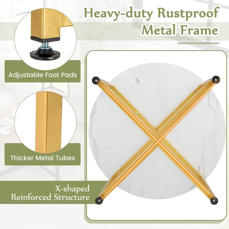 Costway 3 PCS Coffee Table Set Round Coffee Table and 2PCS Square End - See Details