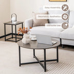 Costway 3 PCS Coffee Table Set Round Coffee Table and 2PCS Square End - See Details