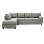 Tufted Reversible Faux Leather L-Shape Sectional Sofa - 111 - Gray
