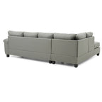 Tufted Reversible Faux Leather L-Shape Sectional Sofa - 111 - Gray