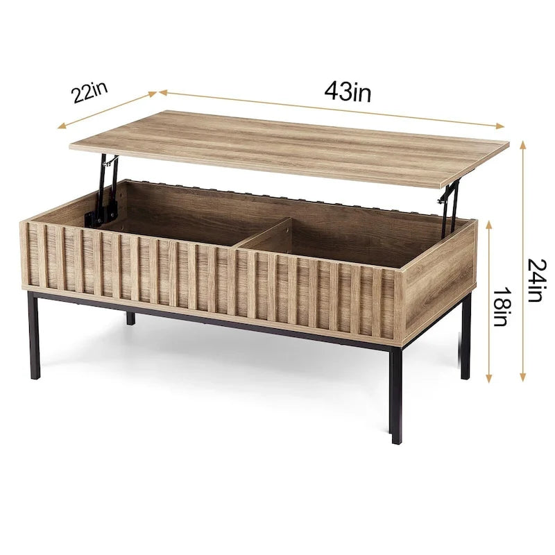 Wooden Coffee Table, Lift Top Coffee Table with Large Hidden Storage Compartment - 22*43