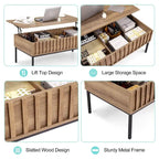 Wooden Coffee Table, Lift Top Coffee Table with Large Hidden Storage Compartment - 22*43