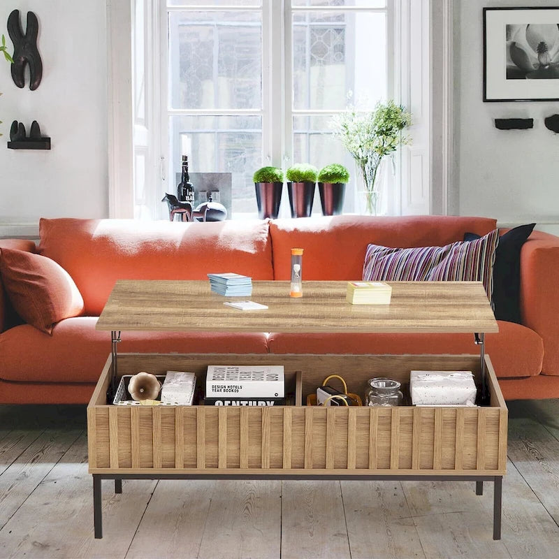 Wooden Coffee Table, Lift Top Coffee Table with Large Hidden Storage Compartment - 22*43