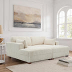 Sophia 84 W Plush Corduroy Chaise Lounge Modular Sectional Sofa