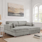 Sophia 84 W Plush Corduroy Chaise Lounge Modular Sectional Sofa