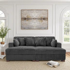 Sophia 84 W Plush Corduroy Chaise Lounge Modular Sectional Sofa