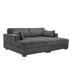 Sophia 84 W Plush Corduroy Chaise Lounge Modular Sectional Sofa