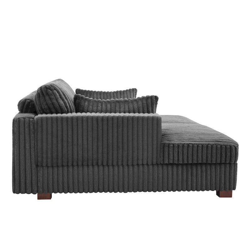 Sophia 84 W Plush Corduroy Chaise Lounge Modular Sectional Sofa