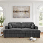 Sophia 84 W Plush Corduroy Chaise Lounge Modular Sectional Sofa