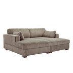 Sophia 84 W Plush Corduroy Chaise Lounge Modular Sectional Sofa