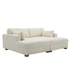 Sophia 84 W Plush Corduroy Chaise Lounge Modular Sectional Sofa