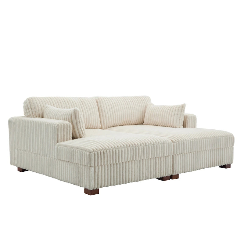 Sophia 84 W Plush Corduroy Chaise Lounge Modular Sectional Sofa
