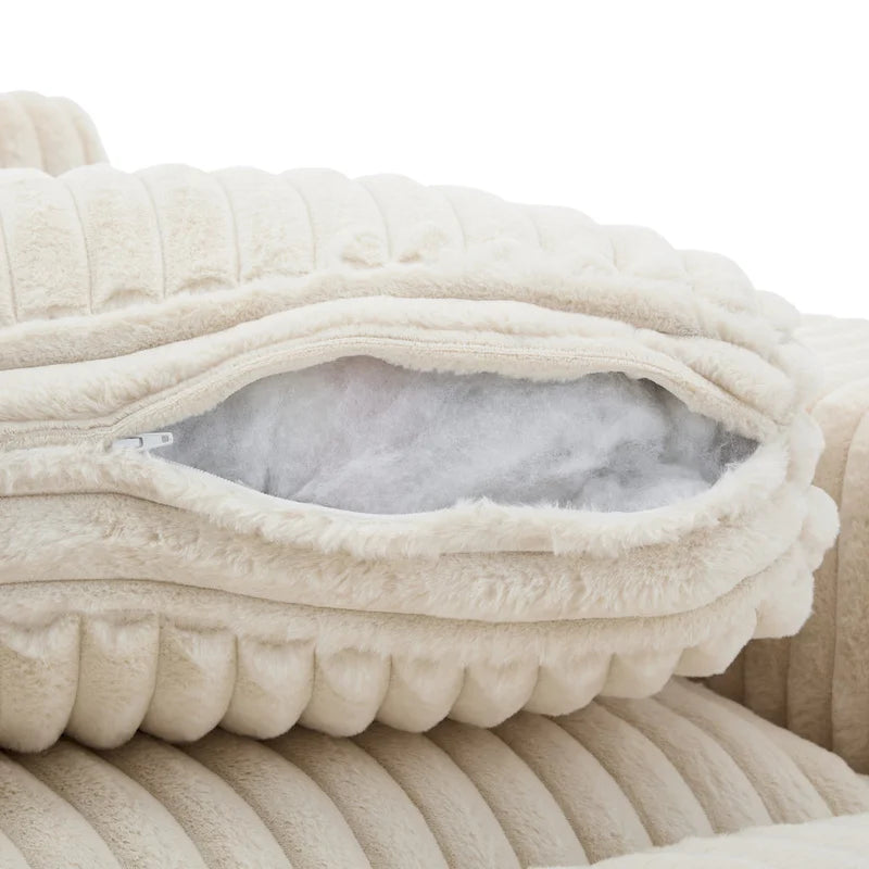 Sophia 84 W Plush Corduroy Chaise Lounge Modular Sectional Sofa