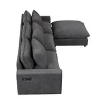 Sectional Sofa Cloud Sofa, Chenille Upholstered Sofa Couch with Movable Ottoman Charging Ports and 3 Back Pillows