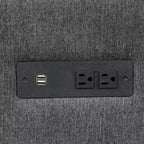 Sectional Sofa Cloud Sofa, Chenille Upholstered Sofa Couch with Movable Ottoman Charging Ports and 3 Back Pillows