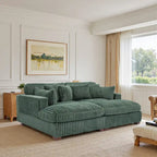 82 W Plush Corduroy Modular Sectional Sofa with Chaise Lounge