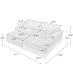 82 W Plush Corduroy Modular Sectional Sofa with Chaise Lounge