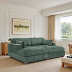 82 W Plush Corduroy Modular Sectional Sofa with Chaise Lounge