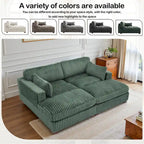 82 W Plush Corduroy Modular Sectional Sofa with Chaise Lounge