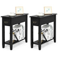 Gymax Set of 2 Nightstand 2 Tier End Bedside Sofa Side Table w/Drawer - See Details