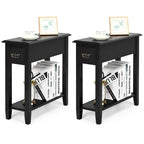 Gymax Set of 2 Nightstand 2 Tier End Bedside Sofa Side Table w/Drawer - See Details