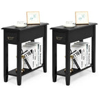 Gymax Set of 2 Nightstand 2 Tier End Bedside Sofa Side Table w/Drawer - See Details