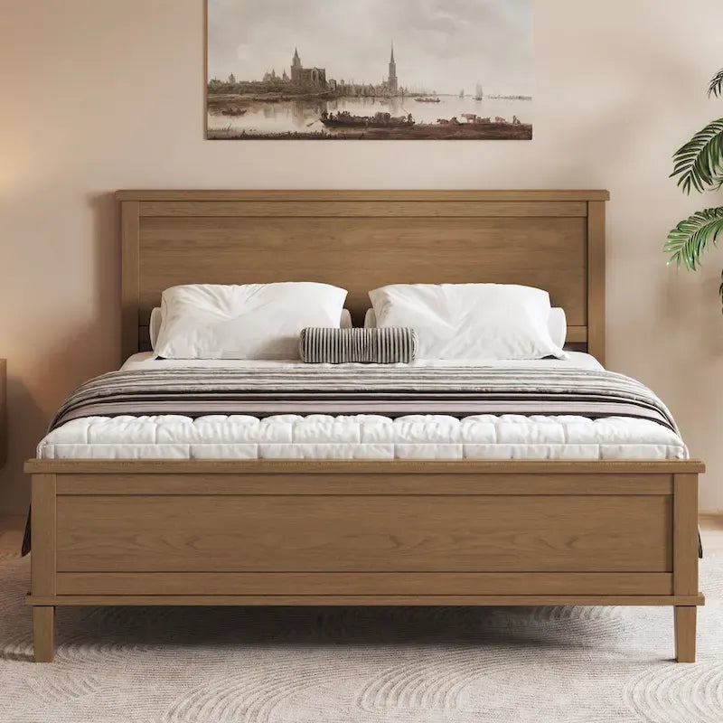 Mid-Century Wood Platform Bed