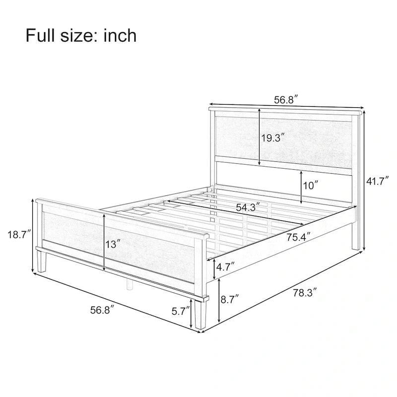 Mid-Century Wood Platform Bed