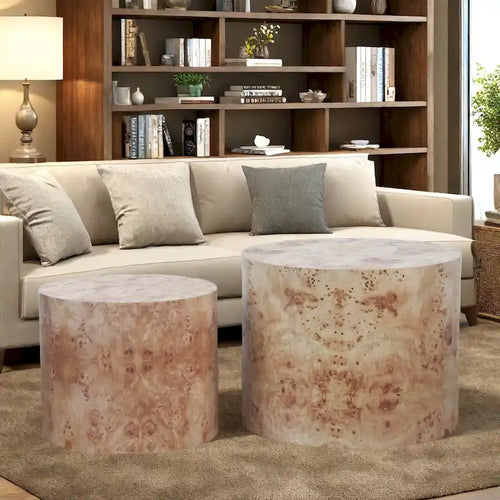 19 Solid Wood 2-Piece Coffee Table Set - No Assembly Required for Small Spaces Living Room