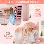 Costway Kids Jewelry Cabinet Standing Children Jewelry Organizer with - See Details