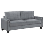 Dave Sofa, Gray Fabric, Rounded Armrests, Black Tapered Legs, 80 Inch
