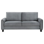 Dave Sofa, Gray Fabric, Rounded Armrests, Black Tapered Legs, 80 Inch
