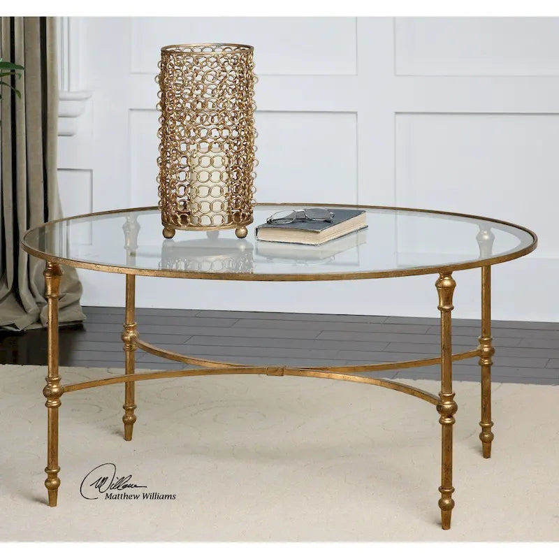 Uttermost Vitya Glass Top Metal Leg Coffee Table