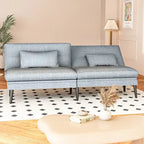 Grondin Convertible Futon Sofa Bed, 5-Angle Adjustable Backrest Sleeper Couch with 2 Pillows, Modern Style Recliner Lounge