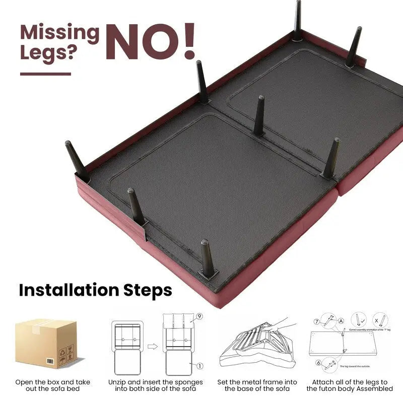 Grondin Convertible Futon Sofa Bed, 5-Angle Adjustable Backrest Sleeper Couch with 2 Pillows, Modern Style Recliner Lounge