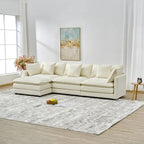 110.2 Chenille Three Seater Upholstered Sofa, Ottoman
