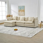 110.2 Chenille Three Seater Upholstered Sofa, Ottoman