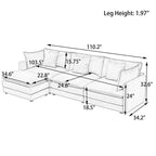 110.2 Chenille Three Seater Upholstered Sofa, Ottoman