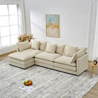 110.2 Chenille Three Seater Upholstered Sofa, Ottoman