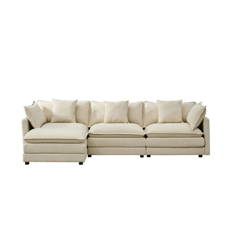 110.2 Chenille Three Seater Upholstered Sofa, Ottoman