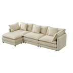 110.2 Chenille Three Seater Upholstered Sofa, Ottoman