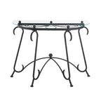Tempered Glass Console Table, Rustic Decor Coffee Table with Metal Frame for Living Room