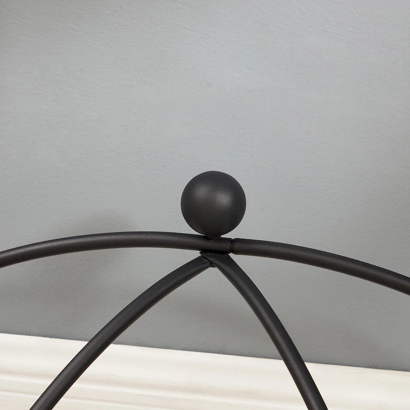 Tempered Glass Console Table, Rustic Decor Coffee Table with Metal Frame for Living Room