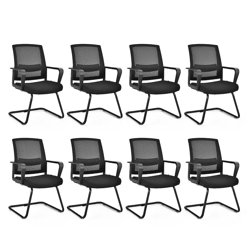 Gymax Set of 8 Conference Chairs Mesh Reception Office Guest Chairs w/