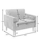 Modern Upholstered Accent Chairs, Corduroy Wide Armchairs For Living Room