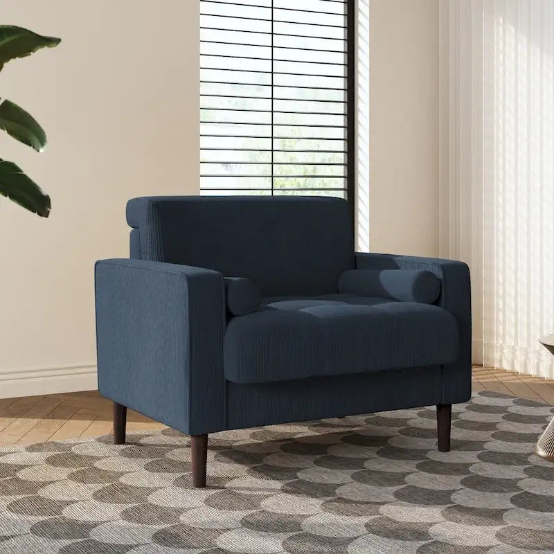 Modern Upholstered Accent Chairs, Corduroy Wide Armchairs For Living Room