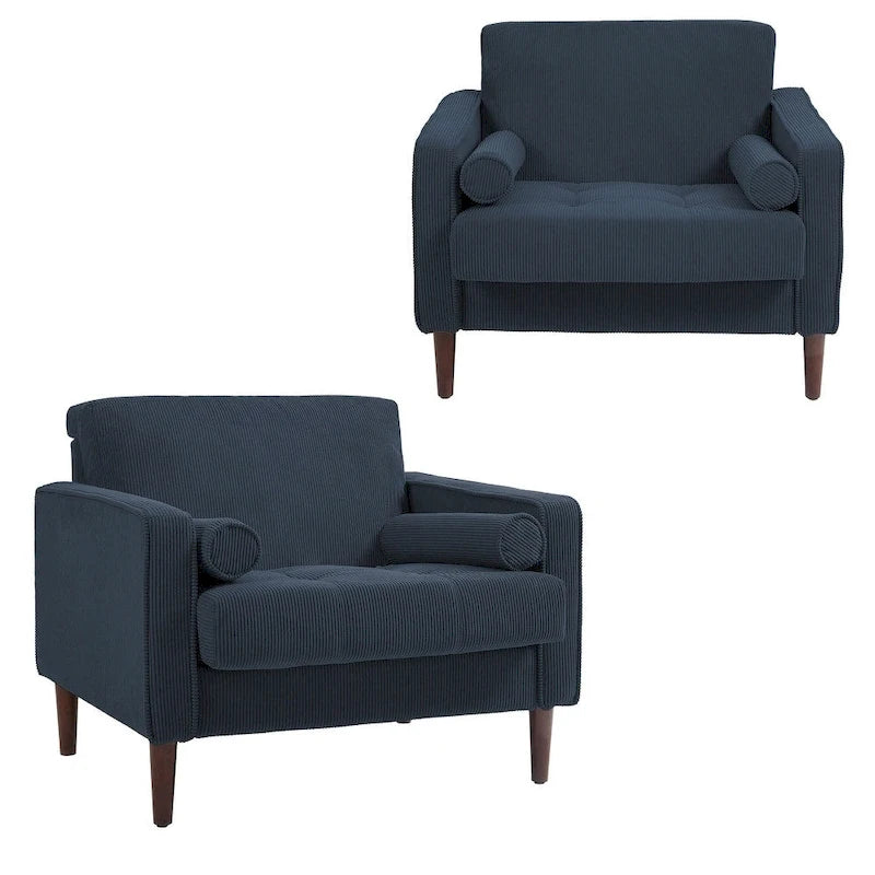 Modern Upholstered Accent Chairs, Corduroy Wide Armchairs For Living Room