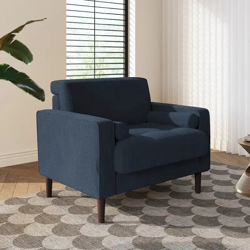 Modern Upholstered Accent Chairs, Corduroy Wide Armchairs For Living Room