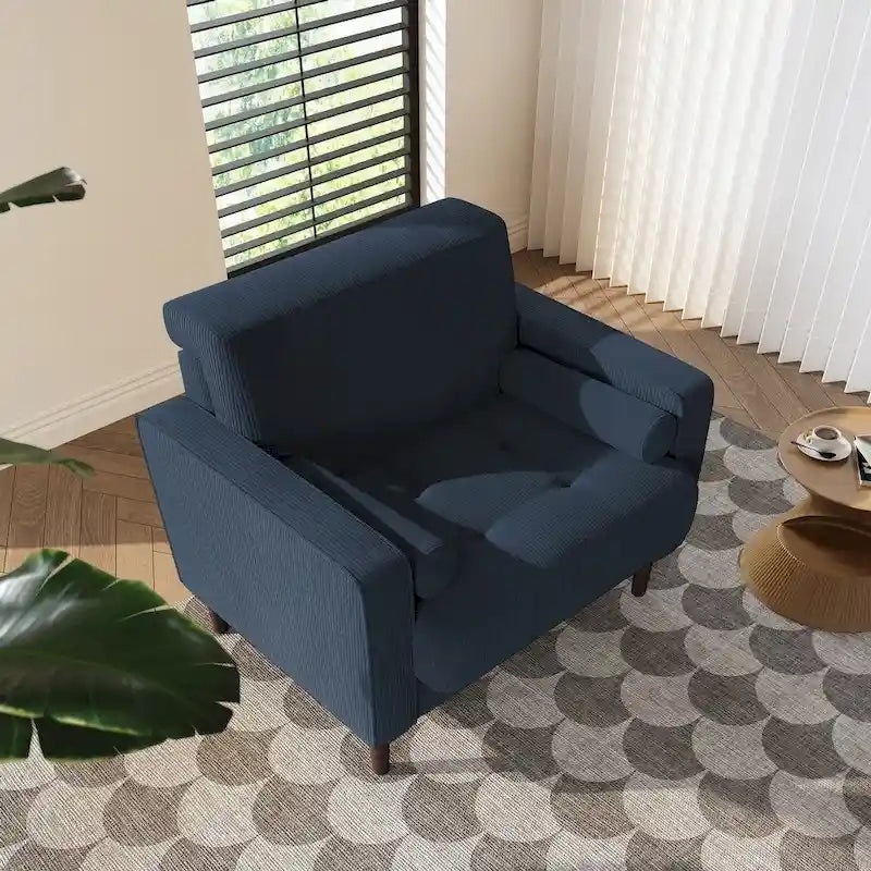 Modern Upholstered Accent Chairs, Corduroy Wide Armchairs For Living Room