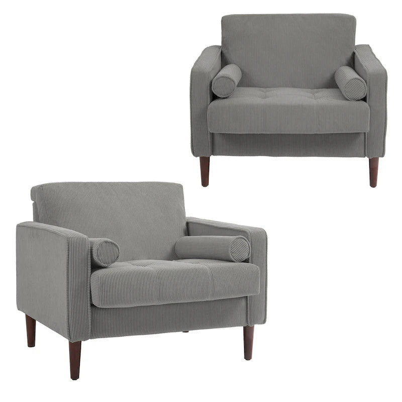 Modern Upholstered Accent Chairs, Corduroy Wide Armchairs For Living Room